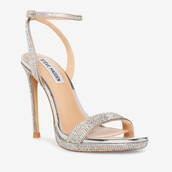 Steve Madden Wafer-R Silver Heels size 7.5 - Picture 2 of 6